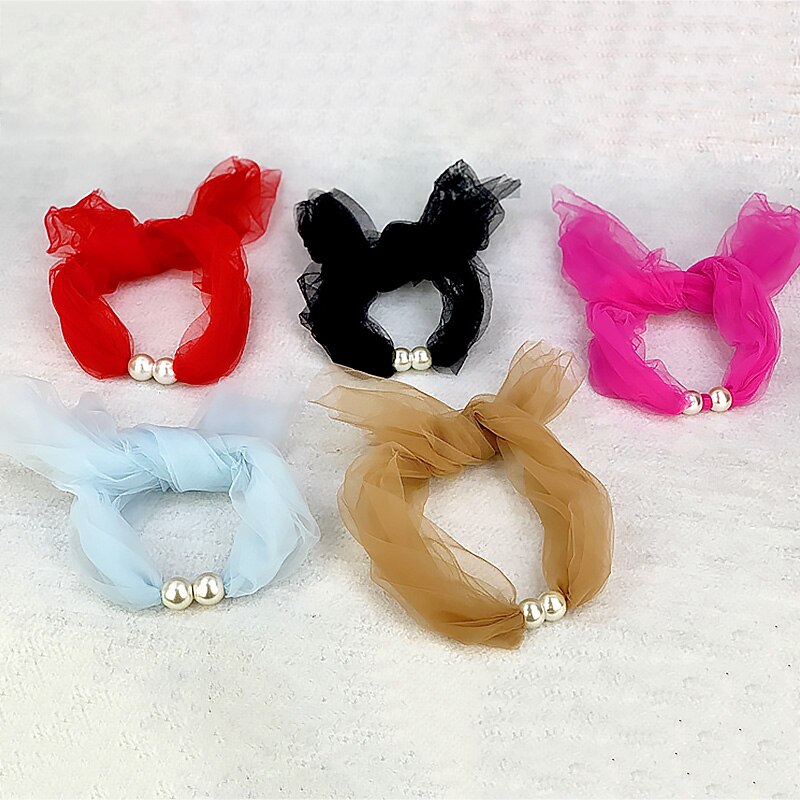 Lace Pearls Ring Scarf Ladies Korean Style Simple Mother's Day Pure Color Temperament 80*70CM Soft Spring Summer Scarf