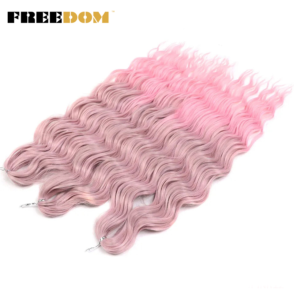 Syntetiske løse dybe bølger fletninger med hårextensions 24 cm dyb krøllet twist hæklet fletning med ombre blond brunt anna hår