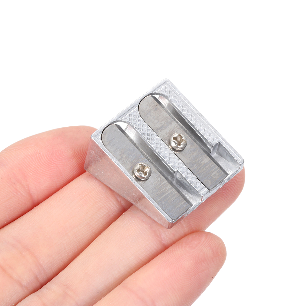 1PC Metal Bevelled Double Hole Pencil Sharpener Silver Color Sharpener Stationery School Office Supplies Children