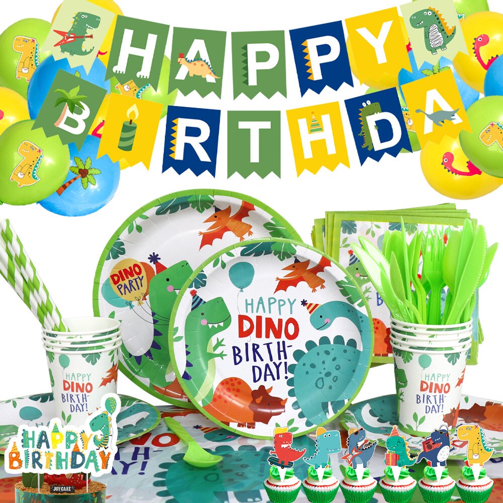Cute Cartoon Dinosaur Cake Topper Dino Roar One 1st Birthday Dinosaur Cake Decor Jungle Safari Kids Jurassic World Supplies