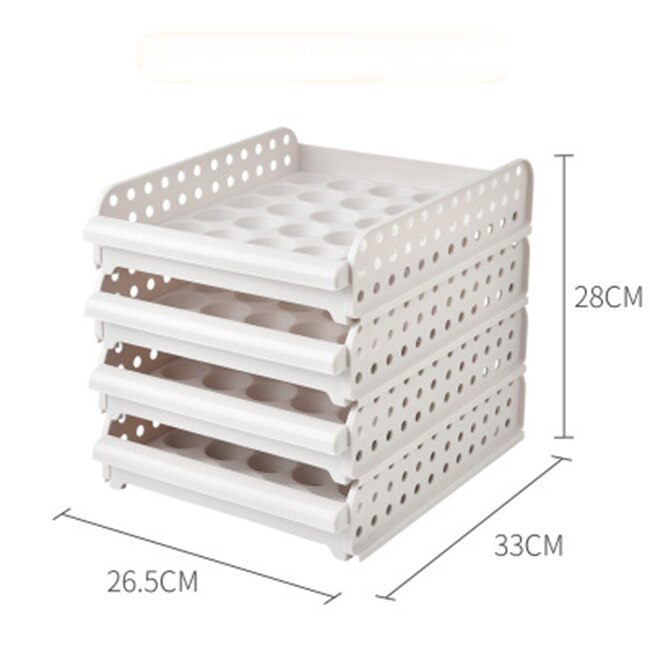 Stackable kitchen refrigerator egg box double drawer egg box egg rack transparent anti-collision plastic egg box: 4