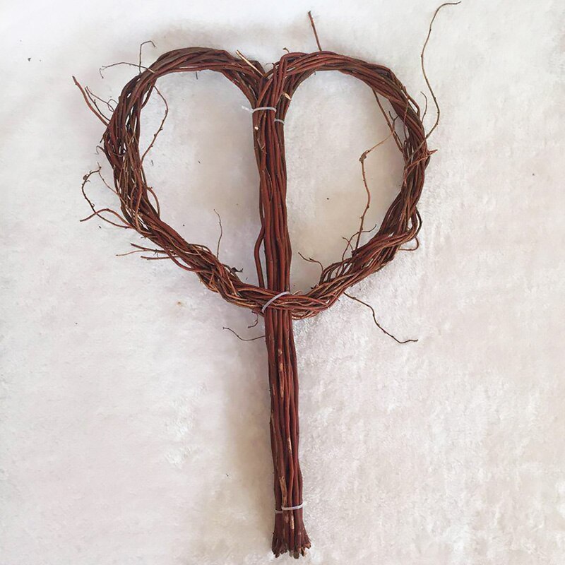 Flores artificiales de mimbre en forma de corazón, ramas de sauce Natural, Material de embalaje circular artesanal, decoración de boda y Navidad hecha a mano: Deep coffee