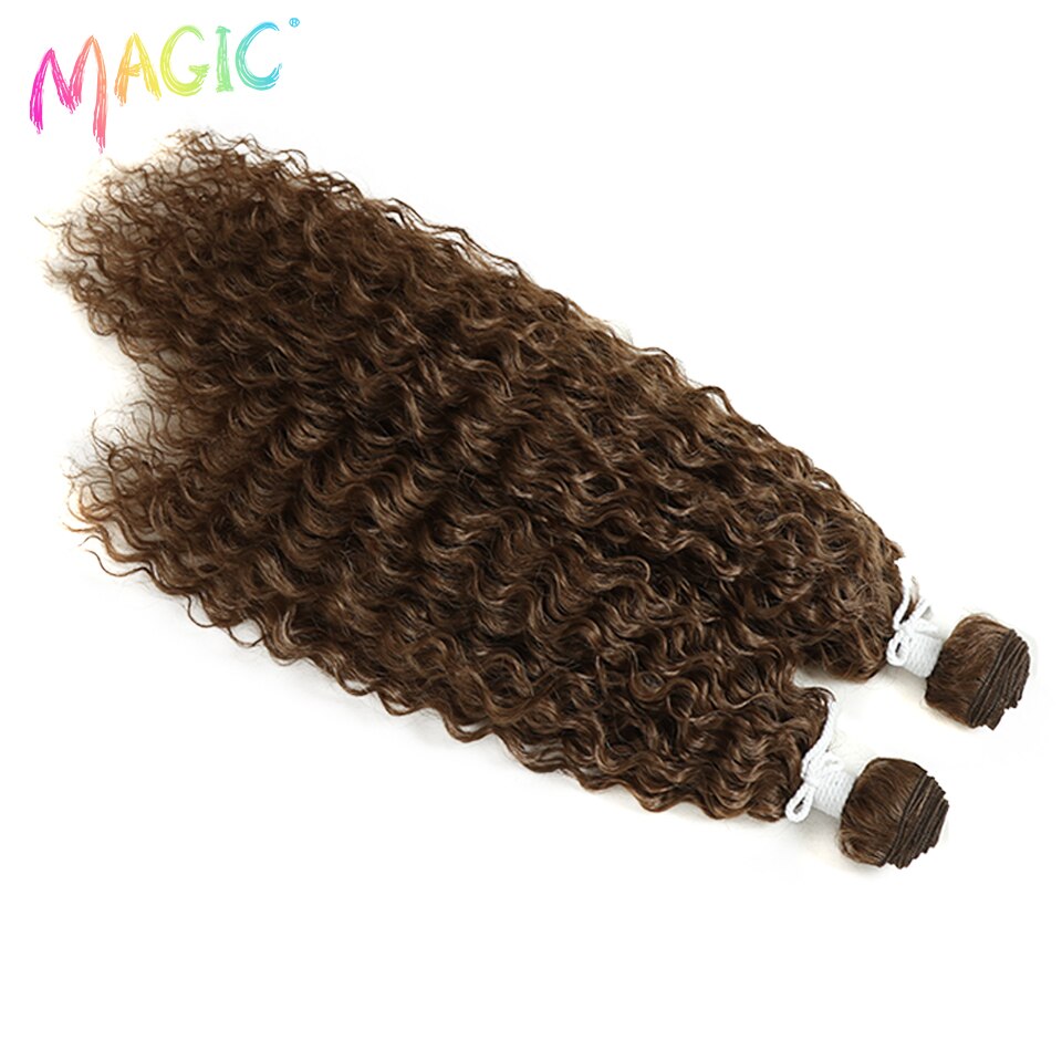 Magic-extensiones de pelo rizado de 18 y 22 pulgadas, mechones de pelo Artificial sintético, Color marrón, accesorios para el cabello, 2 uds.