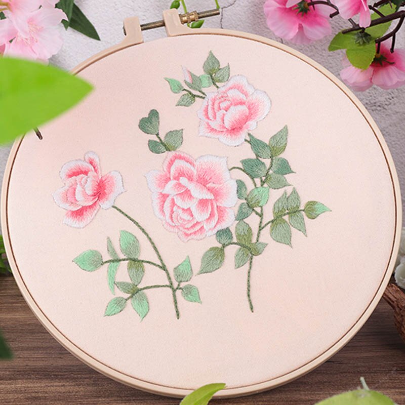 Kinesisk blomma diy broderi kit med broderieram korsstygn sömnad sy konst hantverk broderi målning heminredning
