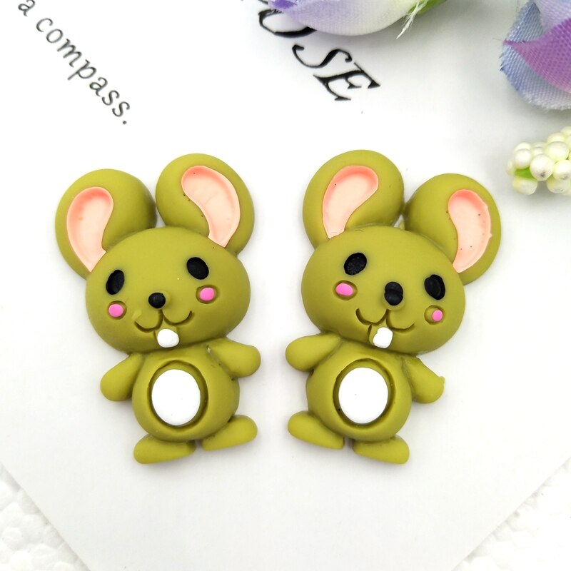 10pcs Mixed hand painted mouse resin flat back Cabochons Embellishments Accessories DIY Hair Bows Center: Dark Khaki