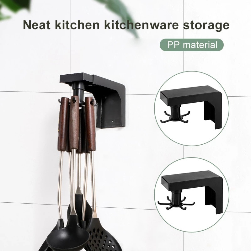 Punch Free 360 Degrees Rotated Kitchen Hooks Rotating Shelf Holder Nail Free Shelf Hanger Hanging Storage Rack