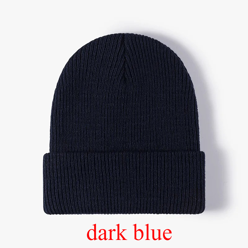 Vrouwen Mannen Herfst Winter Warm Beanie Hoed Effen Kleur Dame Mannelijke Stretch Gebreide Gehaakte Mutsen Hoed Cap voor Vrouwen Mannen Beanie: Marineblauw