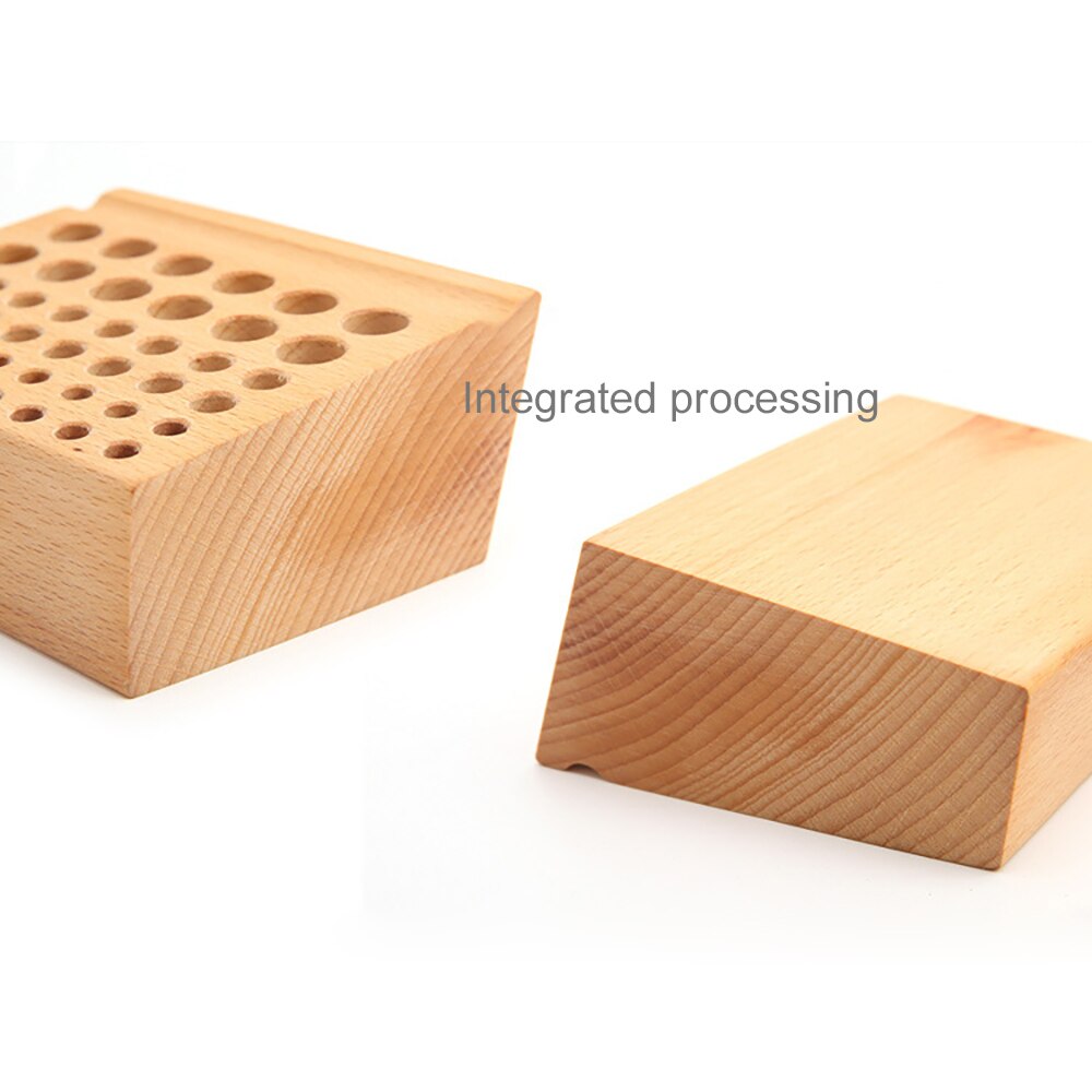 46 Holes Pine Wooden Leathercraft Rack Stand DIY Tamping Punching Tools Holder Organizer Storing Leather Tool Storage Box