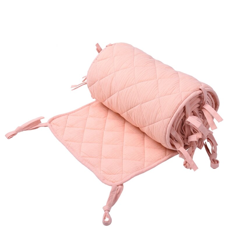 Doppel Krepp Baby Krippe Stoßstangen Baumwolle Verdicken Krippen Anti-kollision Um Kissen Bett Schutz Kissen Zimmer Bett Dekor: Rosa190x30cm