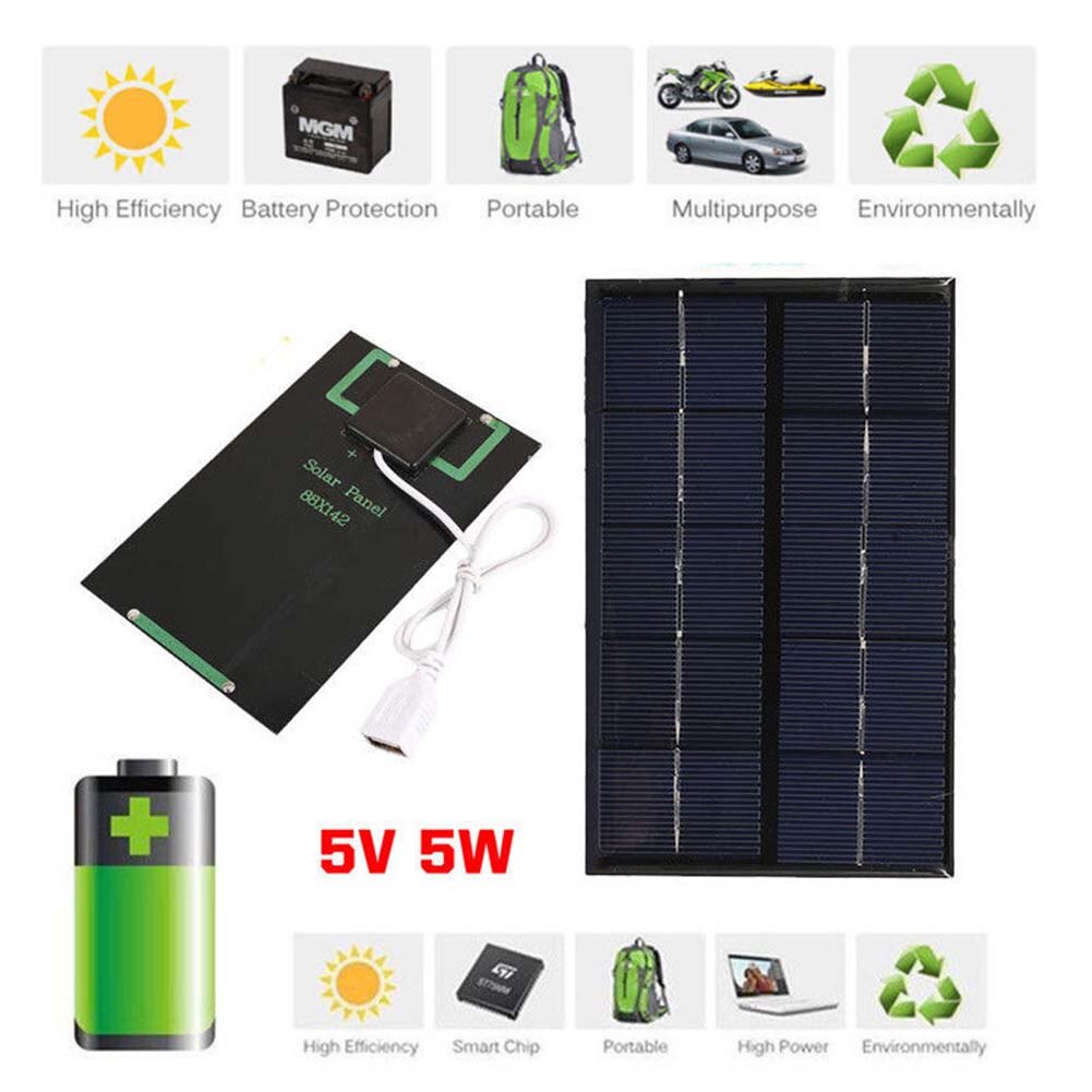 Draagbare 2W 5V Usb Solar Panel Charger Panel Usb-poort Voor Mobiele Telefoon Reizen AUG889