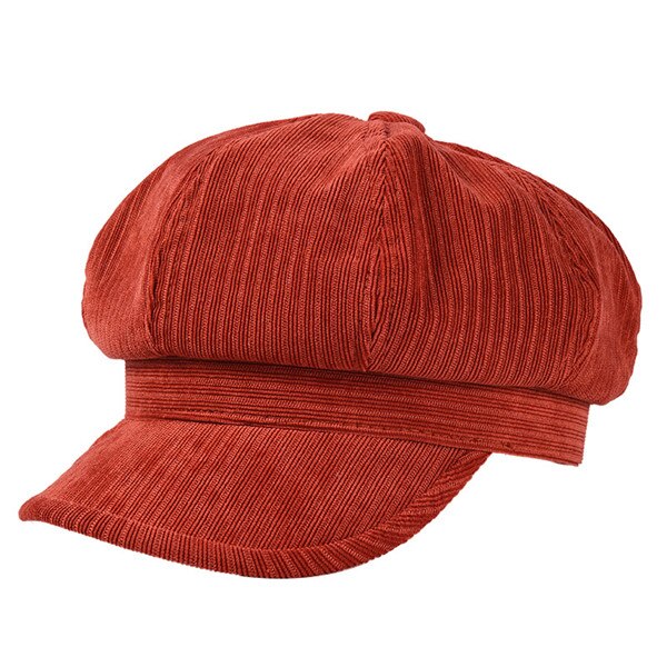 USPOP gorros de invierno gorras de pana gruesa jacquard octogonal sombreros color sólido visera vintage gorras: Rojo