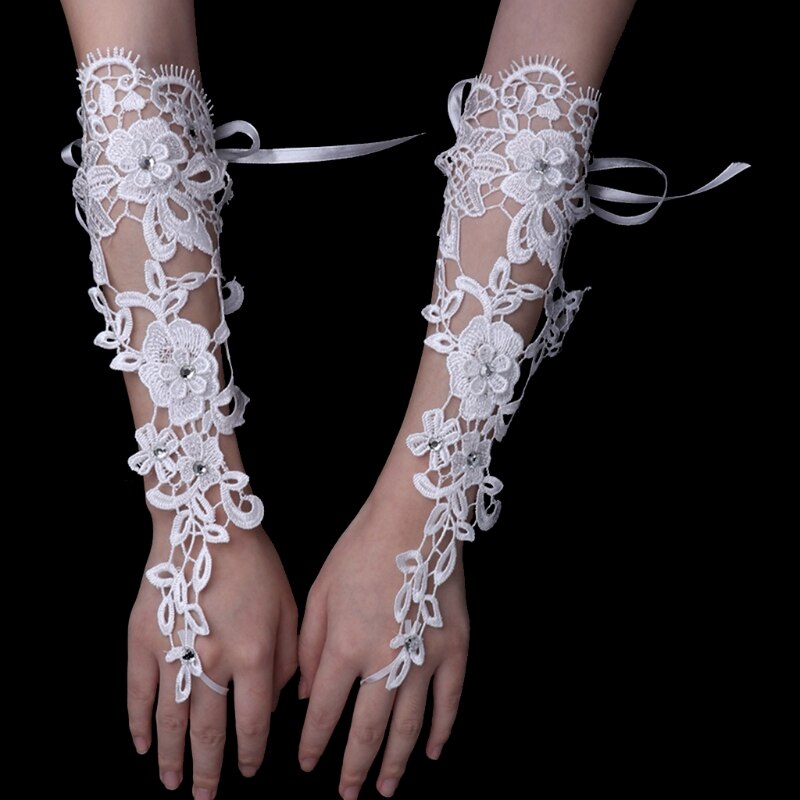 KINBOM Gants Longs En Dentelle, Gants De Mariée à Motif Floral