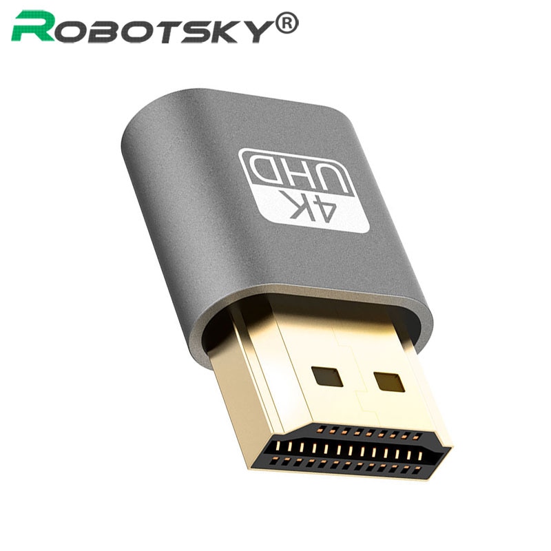 HDMI Virtual Display Adapter Gold Plating HDMI DDC EDID Dummy Plug Headless Ghost Display Emulator Lock Plate Up To 4K 3840*2160