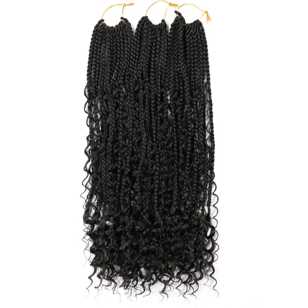 Messy Box Braids Hair Extension Long Length 22inch 24strands Ombre Braids Hair Crochet: #1 / 4Pcs/Lot