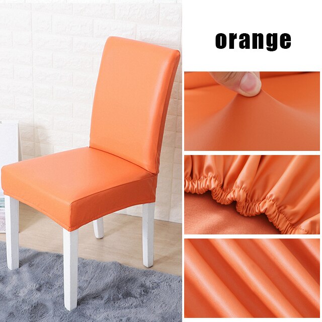 PU Leather Solid Color Chair Cover Waterproof Dining Chair Covers Hotel Banquet Wedding Seat Covers Chair Protector: H