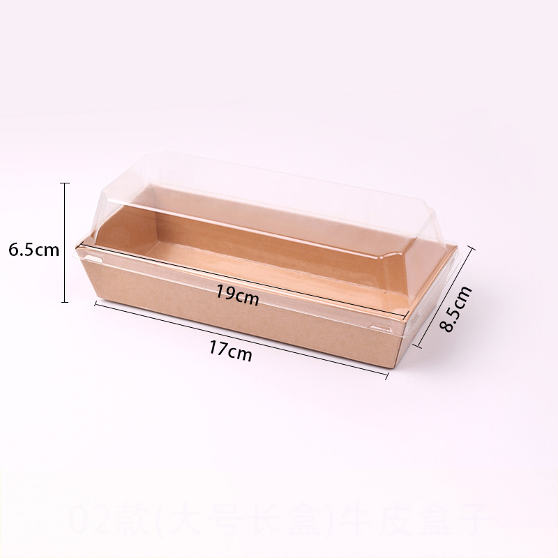 10pcs Rectangular/Square Kraft Paper Box Sandwich Wrapping Boxes With Plastic Clear Lids Cake Bread Snack Bakery Food Packing: 4