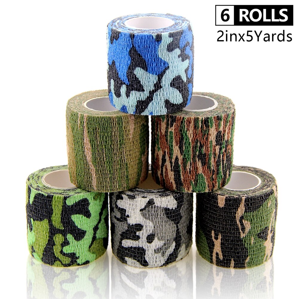 6 rollos de vendaje autoadhesivo impermeable no tejido gimnasio ejercicio deporte cinta transpirable muñequera vendaje cohesivo 5cm * 4,5 m: Verde militar