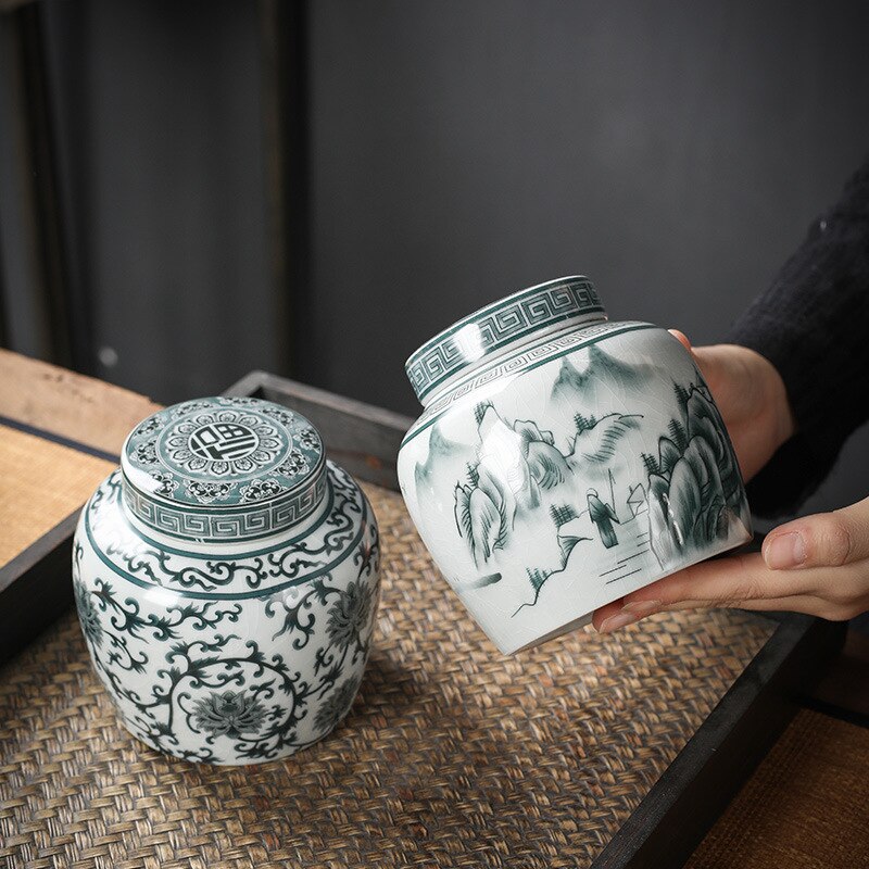 Klassieke Bloem Landschap Theebus Keramische Opslag Pot Met Deksel Grote Capaciteit Thuis Snoep Moer Koffieboon Verzegelde Opslag jar