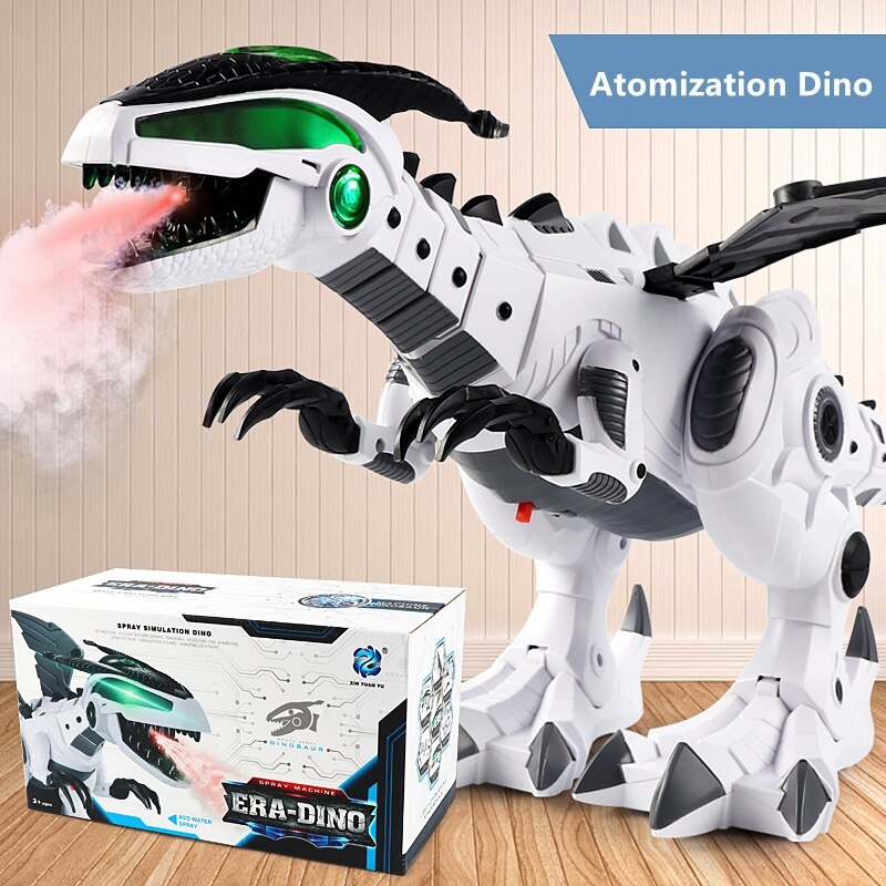 Simulación de prototipo de atomización dinosaurio Robot Múltiples articulaciones móviles Bionic caminar luz LED bonita ala cola realista juguete de los niños: Blanco