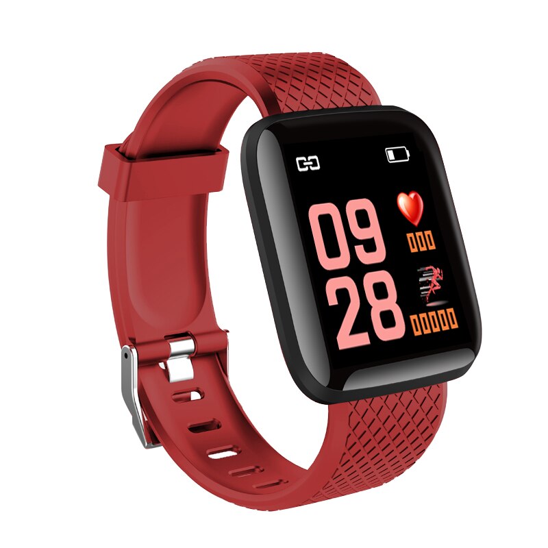 116 plus smart armbånd fitness tracker skridttæller fitness armbånd blodtryksmåling pulsmåler smart band: Rød