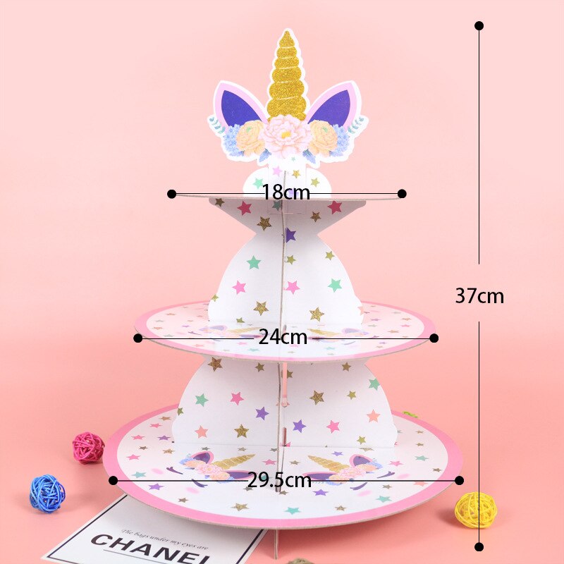 Party Cake Stand Disposable Paper Wedding Birthday Party Cake Plate Stand Foldable Dessert Holder Display Shelf 3 Tier Cake Rack