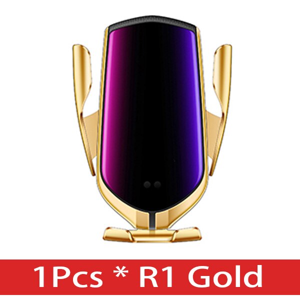 R1 10 de Fixação Automática W Carro Carregador Sem Fio Para iPhone Huawei LG Infravermelho Indução Xs Qi Sem Fio do Carregador Do Telefone Do Carro titular: 1 Gold
