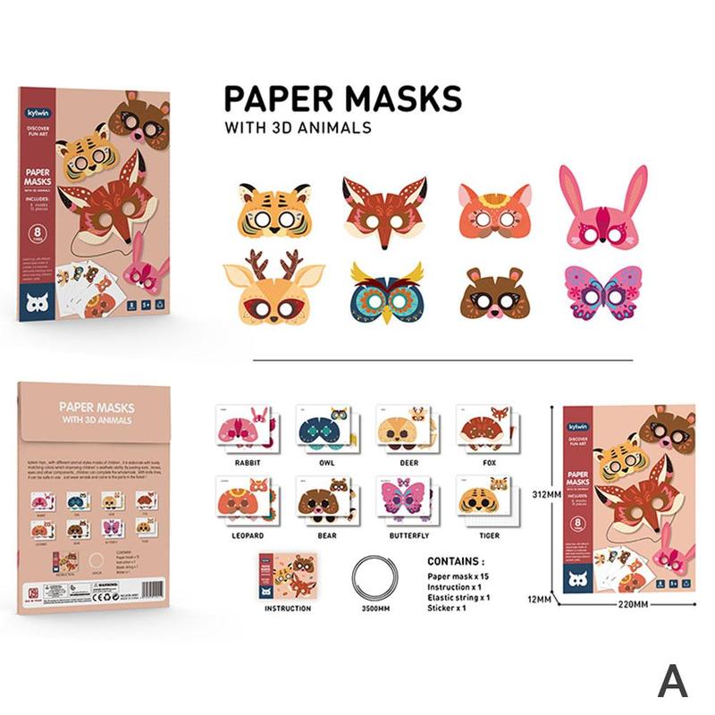 Rompecabezas de dibujos animados para niños, libro de papiroflexia, juguete de arte Hecho A Mano, doble cara, Animal, , patrón de Origami, S5K5: Origami mask