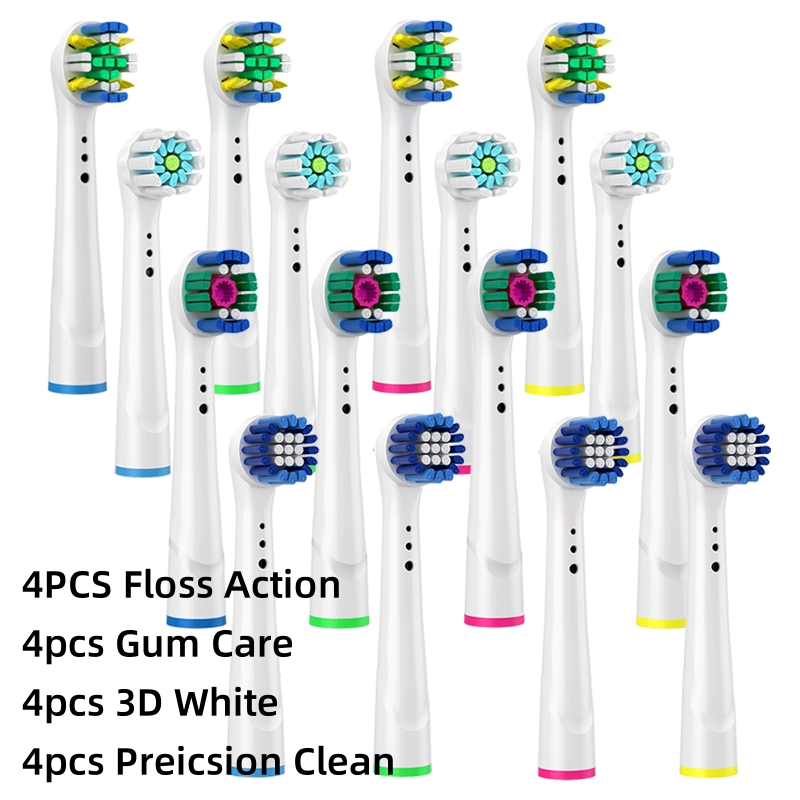 Electric Toothbrush Nozzles For Oral B Braun 3D White Floss Action Precision Clean Gum Care Universal Toothbrush Heads for OralB: transparent