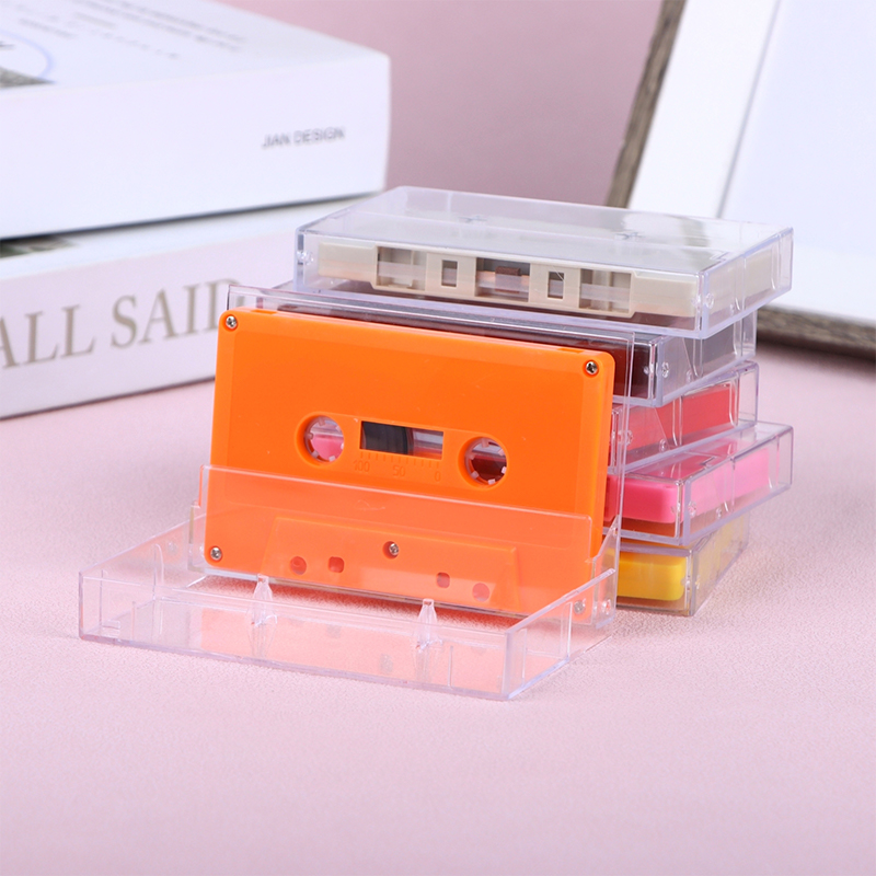 1Set Standard Cassette Color Blank Tape Player With 45 Minutes Magnetic Audio Tape Clear Storage Box For Speech Music Recording