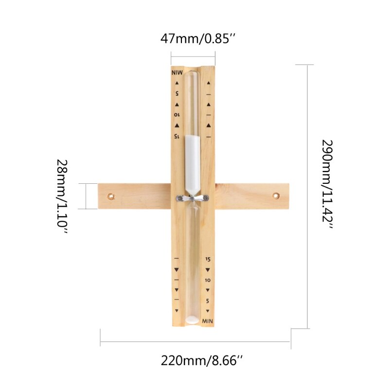 Muur Gemonteerde Roterende Sauna Houten Zandloper Wit Zand Timer 15 Minuten