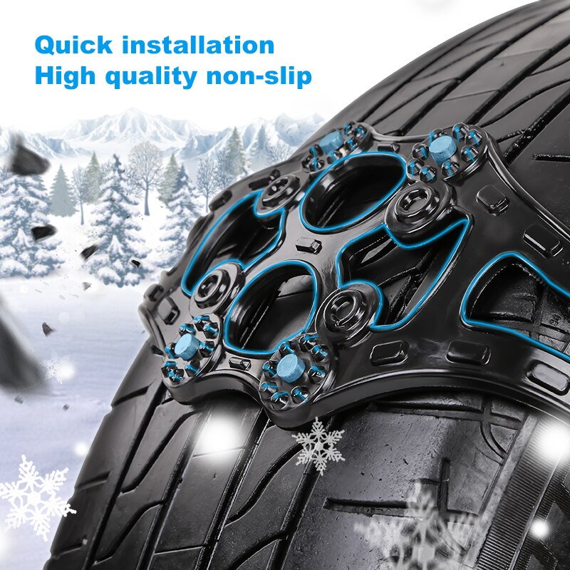 4PCS/Set Winter Car Snow Tire Anti-Skid Chains Belt Strap Adjustable Universal Vehicle Auto Anti Slip Tyre Chains For Mud Snow
