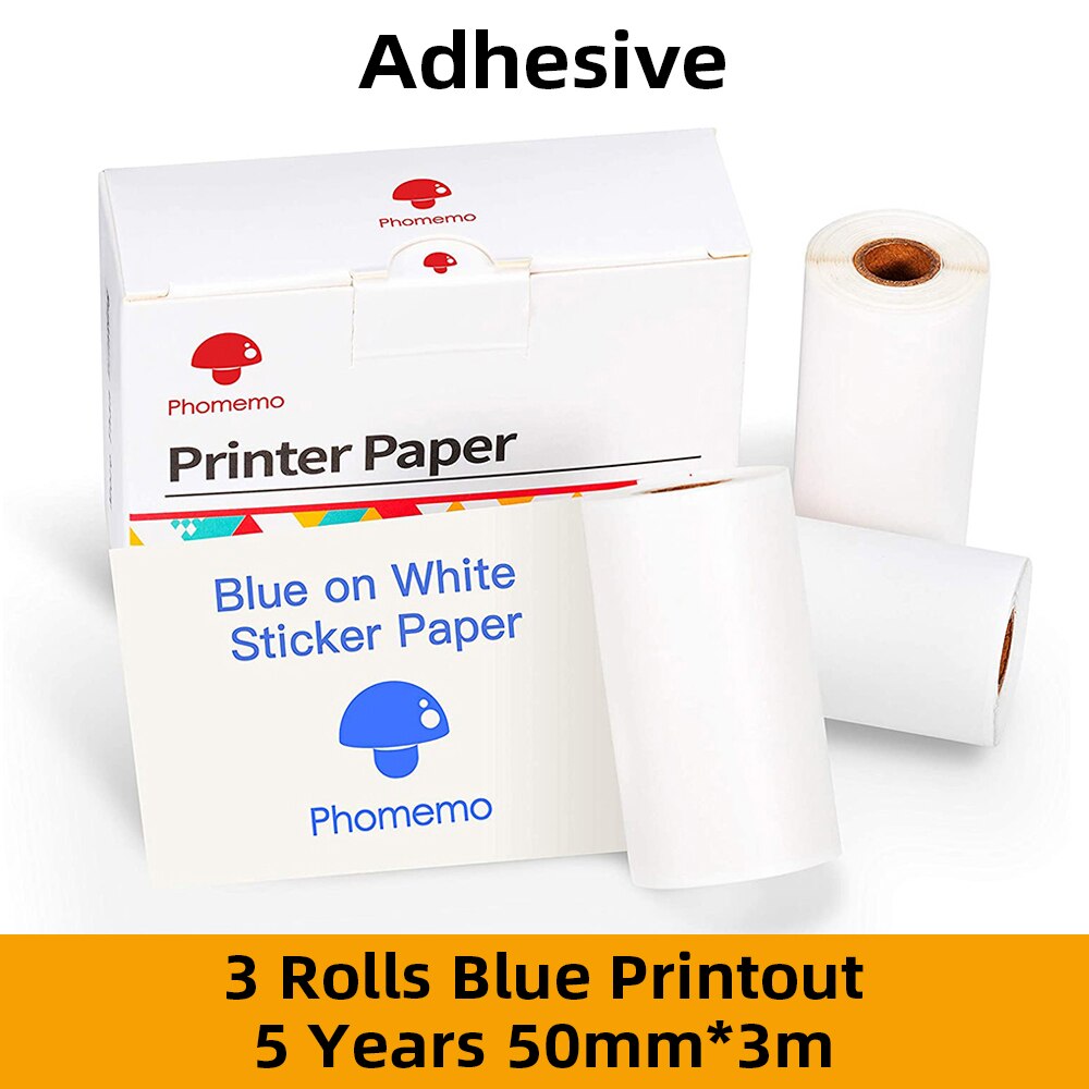 Papel Phomemo Sticky Thermisch Papier Printable Foto Papier Voor M02/M02S/M02Pro Mini Printer: Blue Printout