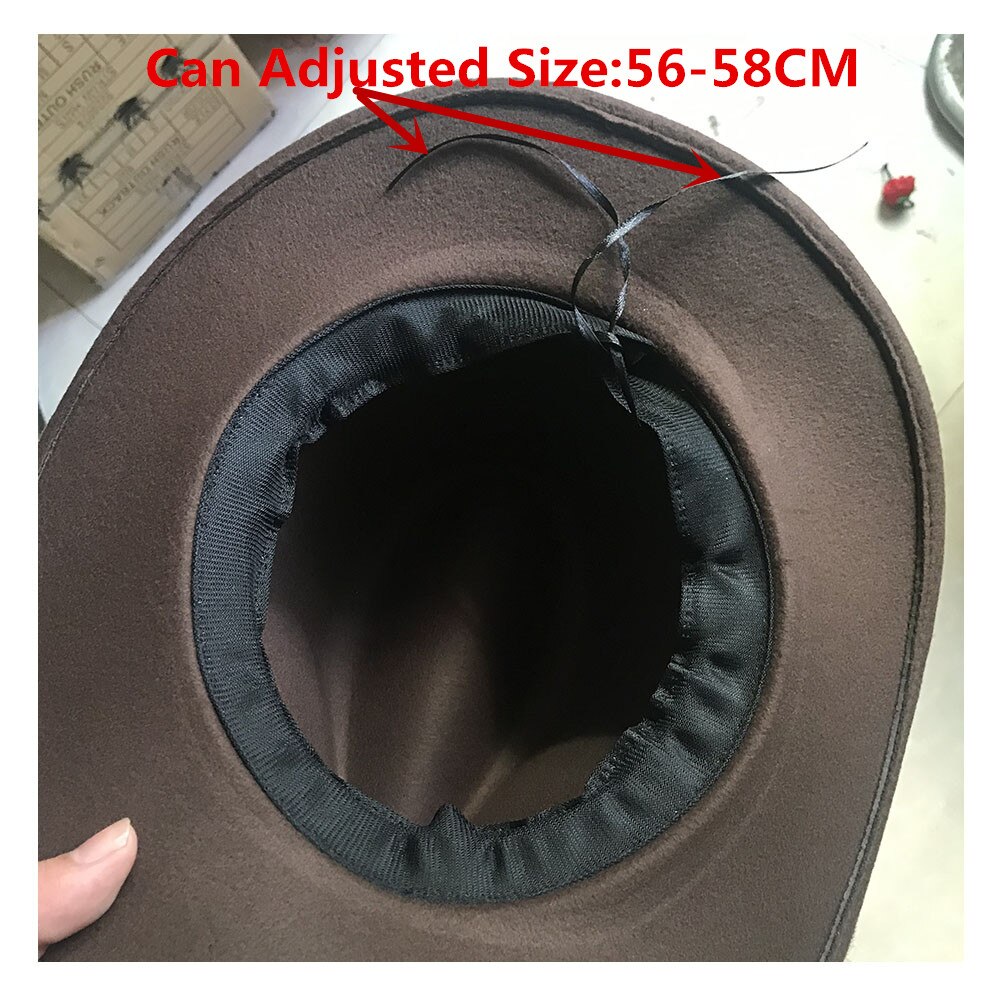 Steampunk Cowboy Hat For Women Men Wool Hollow Western Outblack Sombrero Hombre Jazz Cap Size 56-58