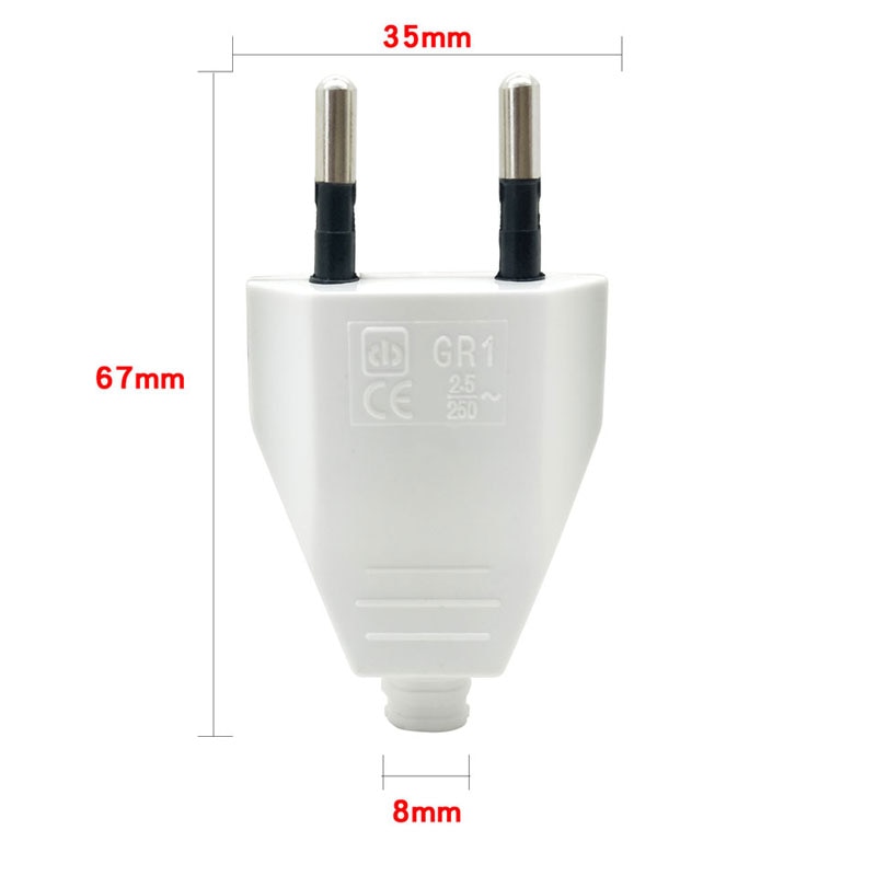 Eu European Rewireable Outlet Electric Plug Socket 2 Pin Female Male Wiring Plugs and Sockets AC Power Connector Covertor: White Plug