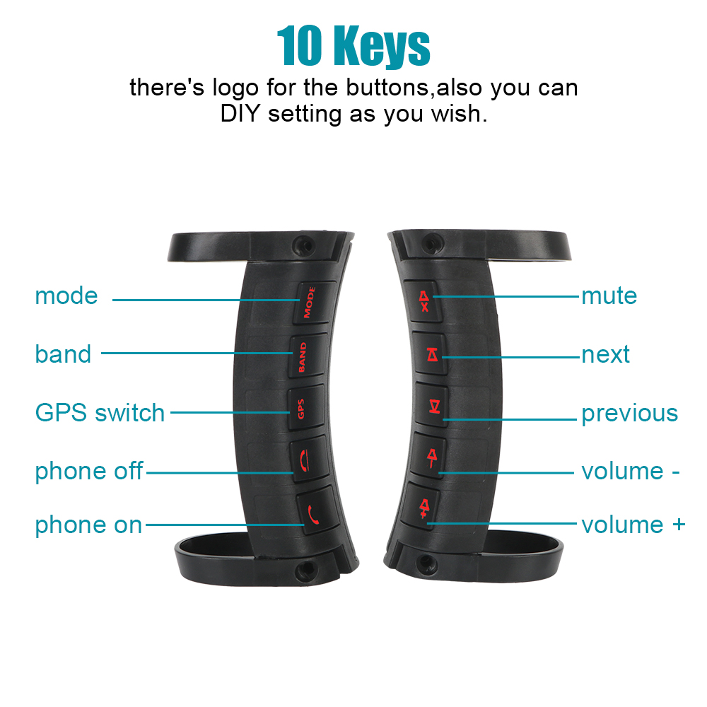 Interruptor de retroiluminación LED Bluetooth Universal 10 teclas Control inalámbrico botones de volante para Radio de coche DVD GPS reproductor de Android