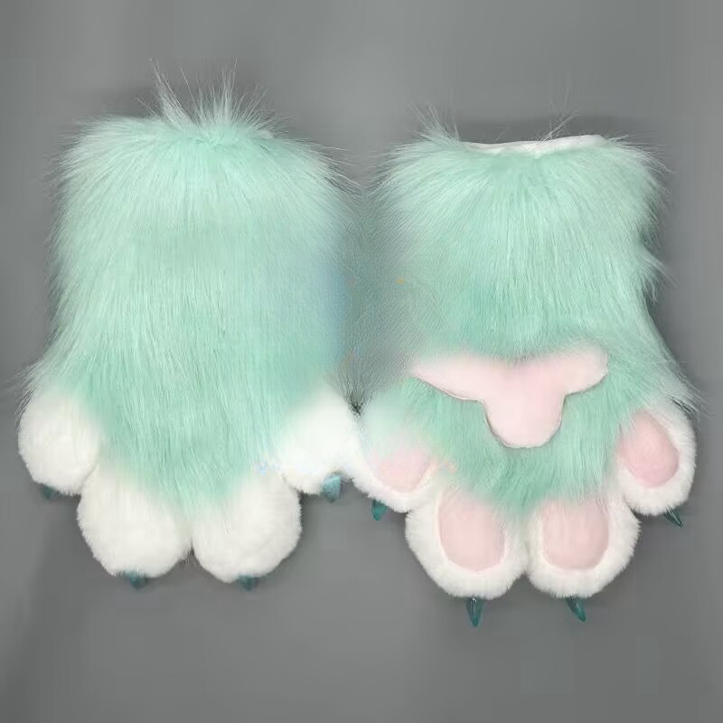 Kig fursuit kigurumi peludo animal garras unhas luvas cosplay traje wearable peludo animal pata cosplay adereços: YELLOW