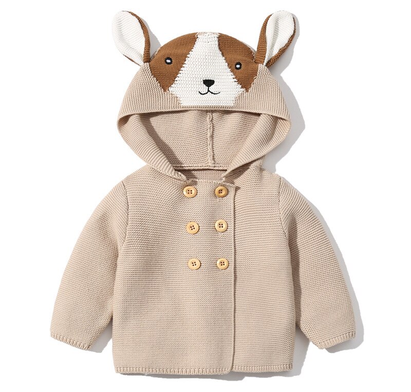 Baby Meisjes Truien Peuter Jongens Vesten Jas Hooded Konijnenoren Kinderen Katoenen Truien Herfst Winter Kids Trui Aantrekken: Khaki / 66(3-6M)