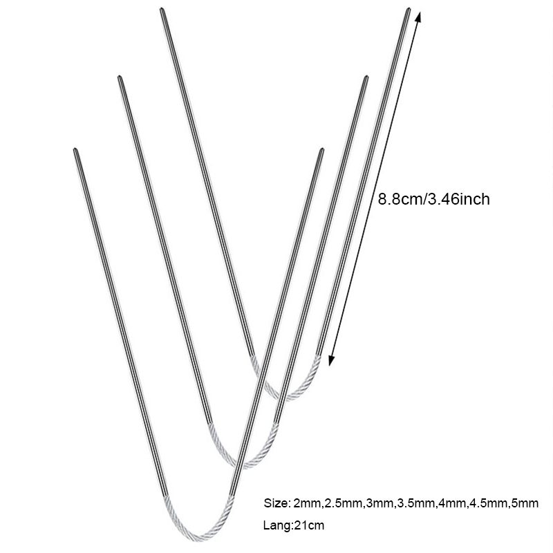 3Pcs Round Knitting Needles Cable Circular Needle Set Stainless Steel Double Pointed Flexible Yarn Knitted Needles For Hat Socks