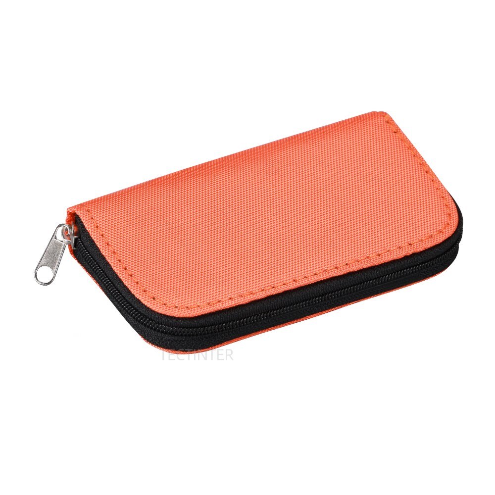 22 Slots Geheugenkaart Opbergtas Draagtas Wallet Box Voor Cf/Sd/Micro Sd/Sdhc/Ms/Ds Protector Pouch Game Accessoires: Orange