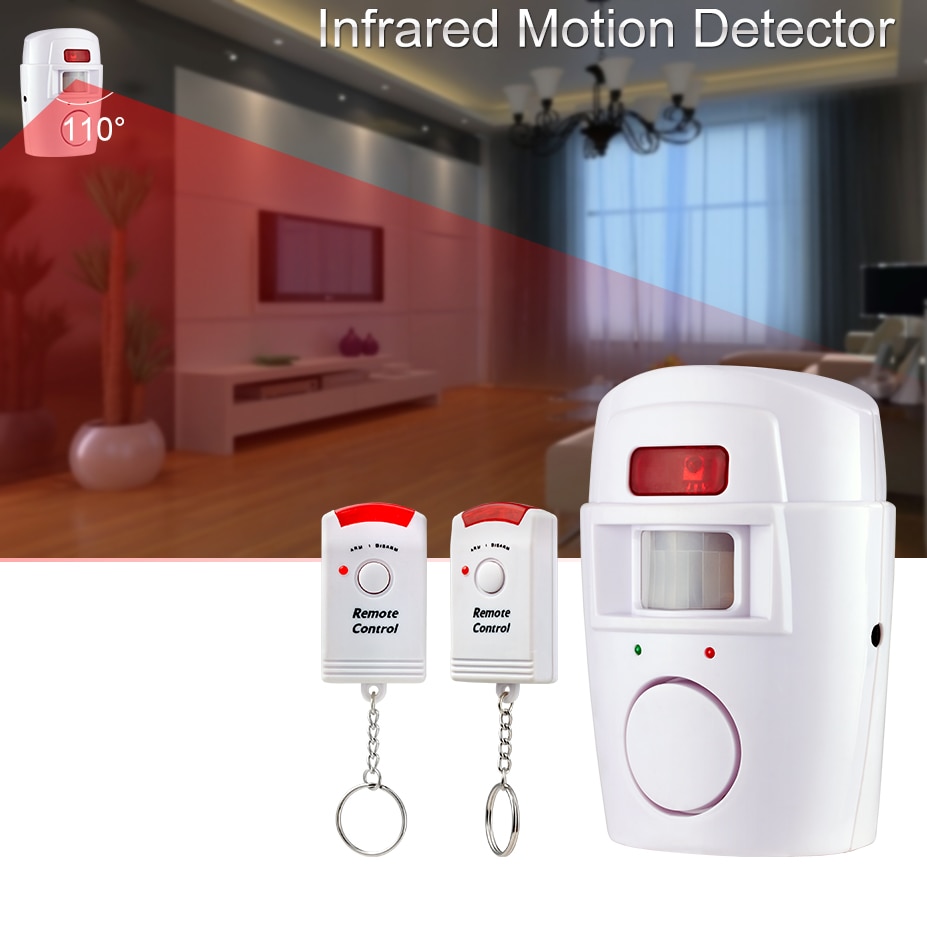 Wireless PIR/Motion Sensor Alarm+2 Remote Controls Alarm Burglar 105db