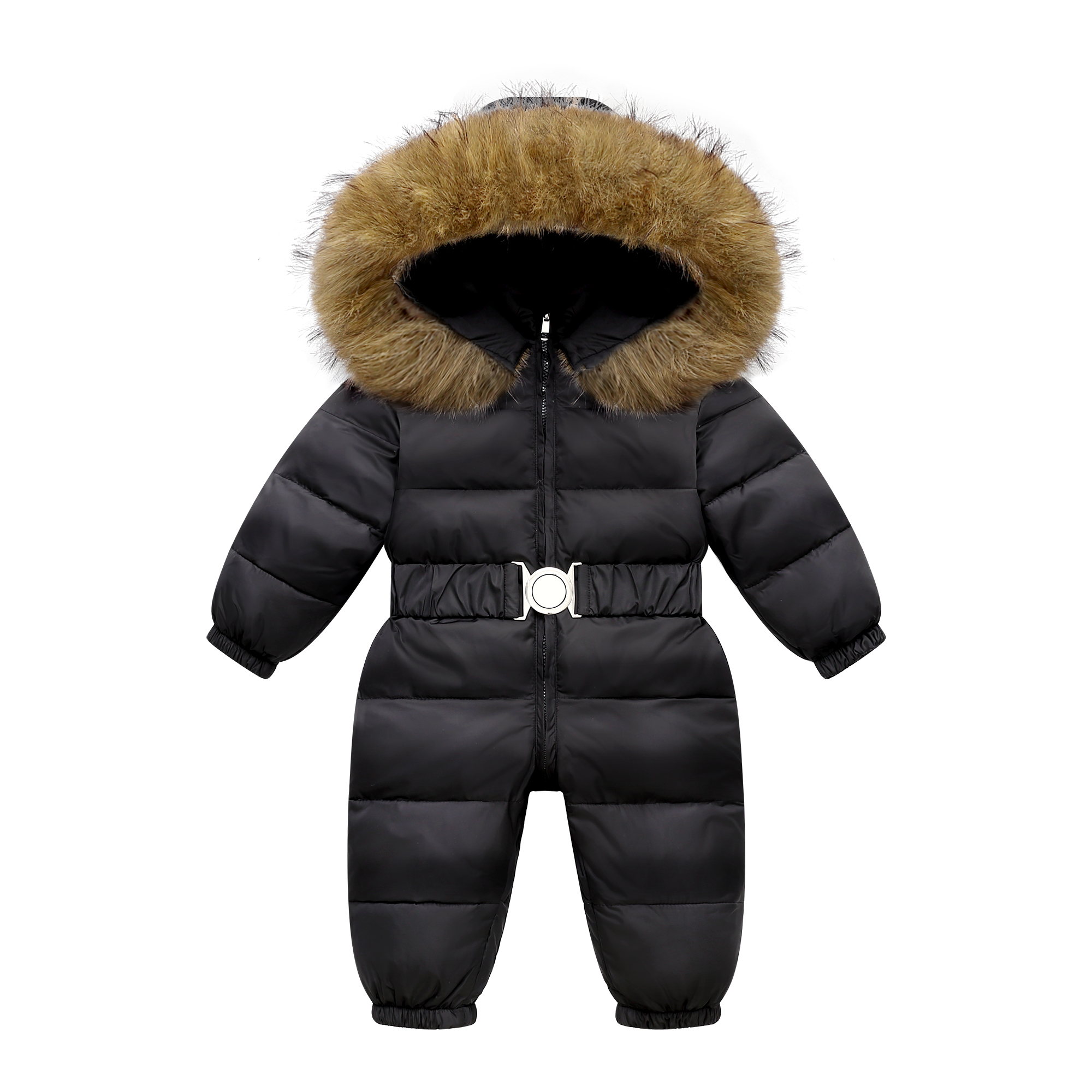 Vinter skidress baby jumpsuit gutteoveralls varm dunjakke låve smålåve jenteklær barneklær fuskepelsfrakk overfrakk: Svart / 12m