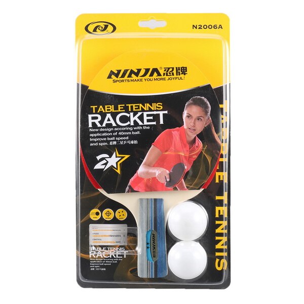 Carbon Fiber Table Tennis Racket Blade With Double Face Pimples-in Ping Pong Racket long handle with 2 balls 2002: Default Title