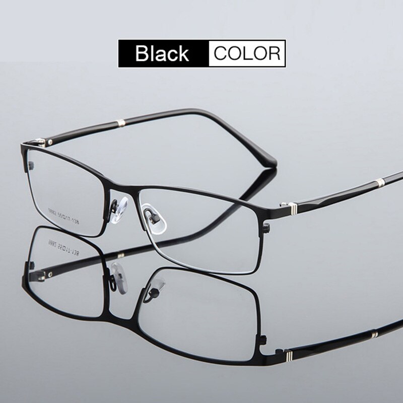 UVLAIK Steel Alloy Glasses Frame Men Business Casual Metal Myopia Optical Spectacle frame Clear Lens: black
