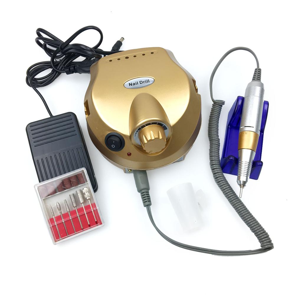Electric Nail Drill Machine Manicure Pedicure Files Tools Kit &amp; Accessory Nail Polisher Grinding Glazing Machine For Gel Polish: gold