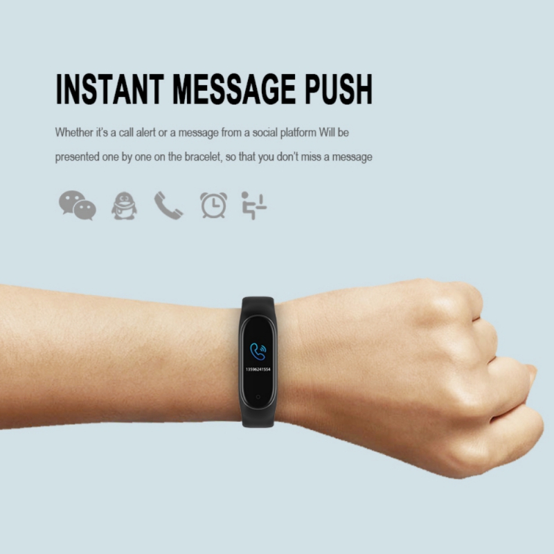 M4 smarte armbånd armbånd trykk/puls/søvn helsemonitor/skritteller vanntett sportsarmbånd fitness tracker