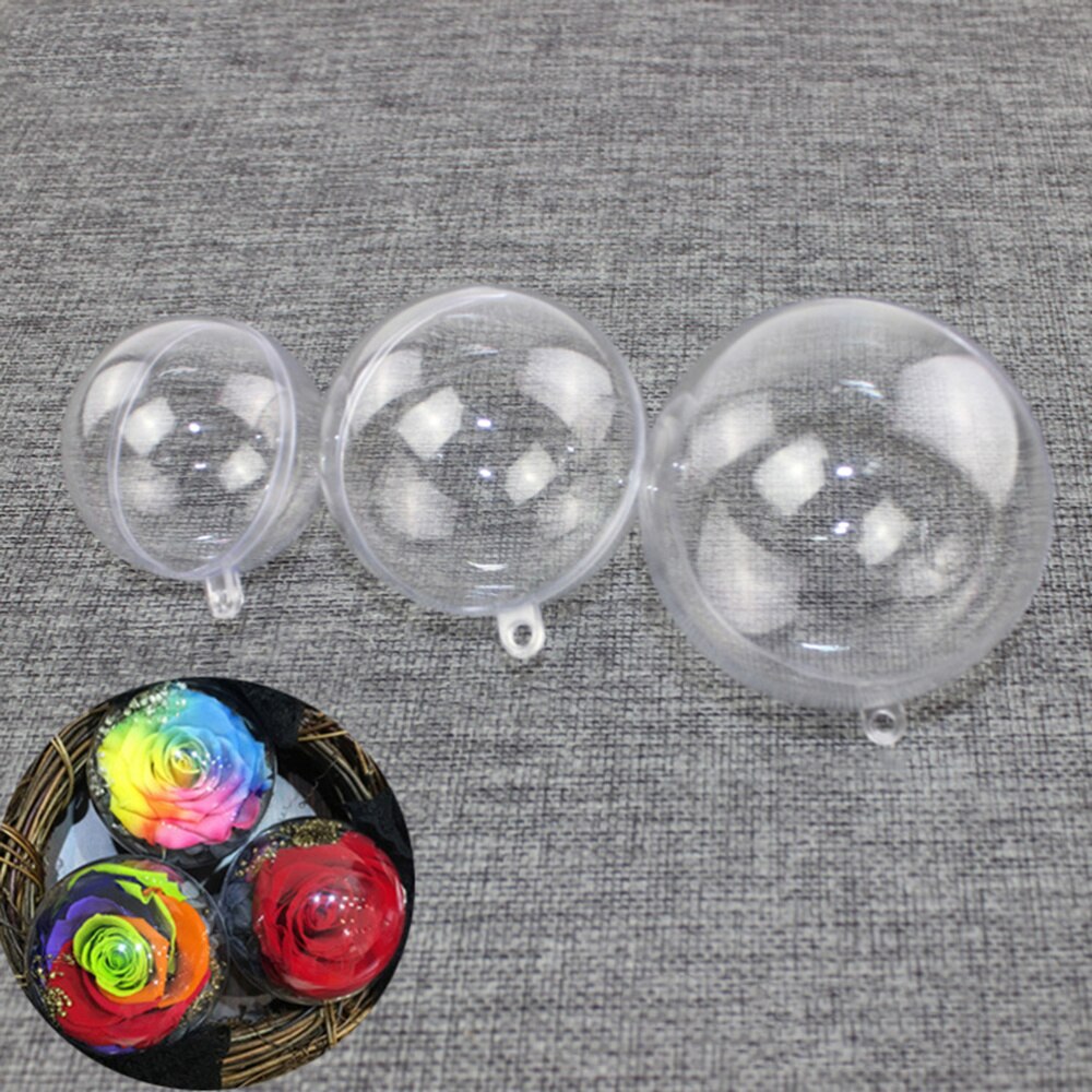 12Pcs 6cm Transparent Plastic Ball Fill-able Hollow Sphere Snap-On Ball Xmas Hanging Ornament Party Wedding Decor