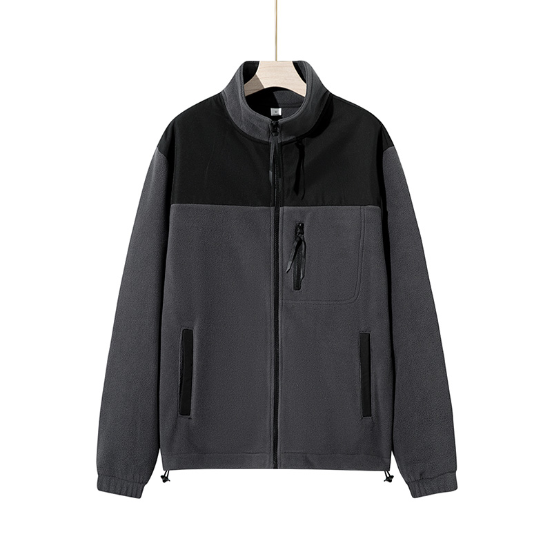 Chaqueta Polar cálida de invierno para hombre y mujer, abrigo Polar de doble cara, sudadera informal de felpa a prueba de frío, Color de empalme que combina con todo: XXXL / Gris oscuro