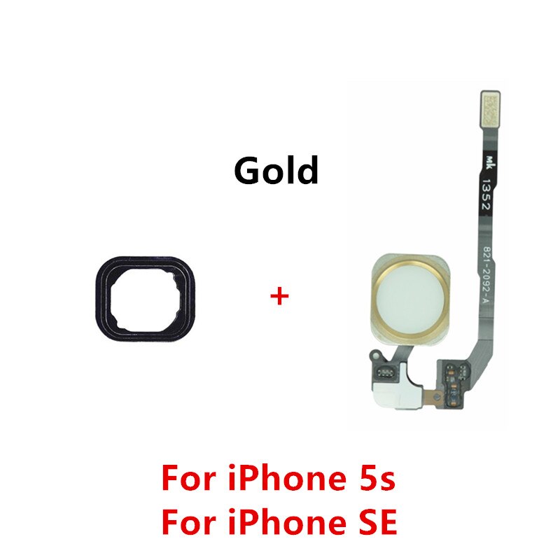 Return Back Home Button Assembly Flex Cable Sticker Menu Sensor Ribbon For iPhone 5s 6s 6 7 8 Plus SE Fingerprint No Touch ID: 5s or SE Gold