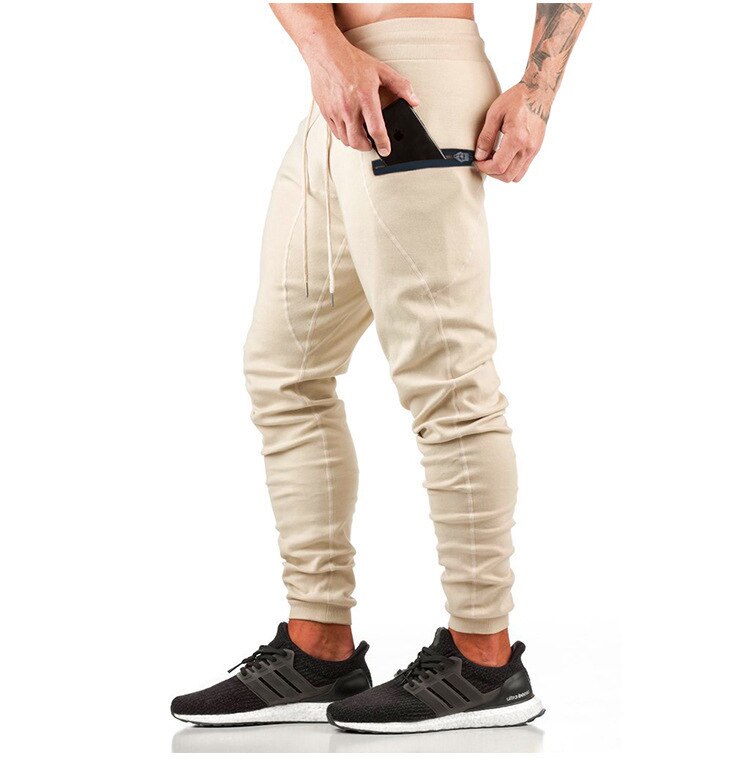 Spitze up Baumwolle Jogginghose Bleistift Hosen für Herbst Gym Ausrüstung Übung männer Sport Hosen: M / Kakifarbig
