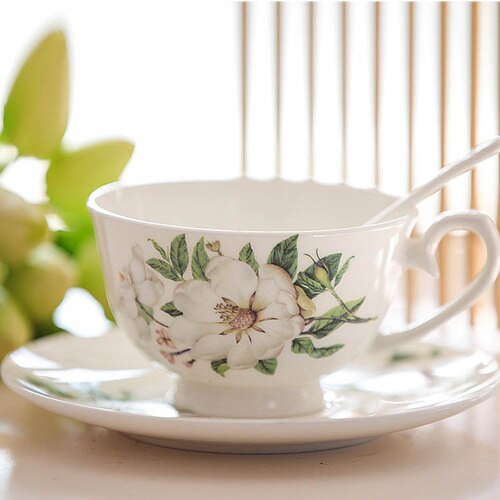 Ethiopische Keramische Kopje Koffie Goud Velg Royal Bone China Leuke Thee Kopjes En Schotel Sets Bloem Moderne Canecas Schotel Sets AC50BD: Style4